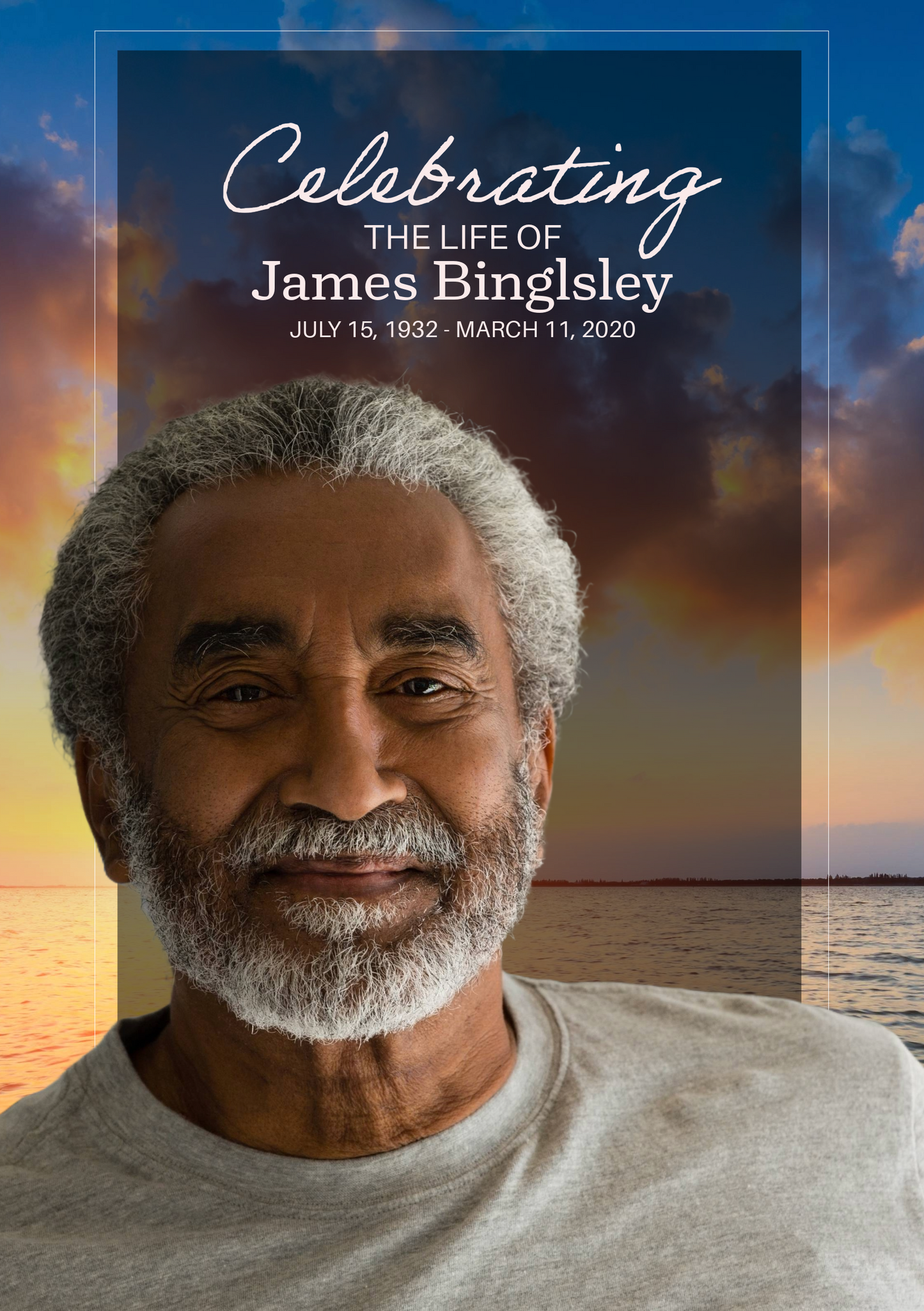 Plantilla editable de programa funerario: diseño plegable "Celebrando una vida"