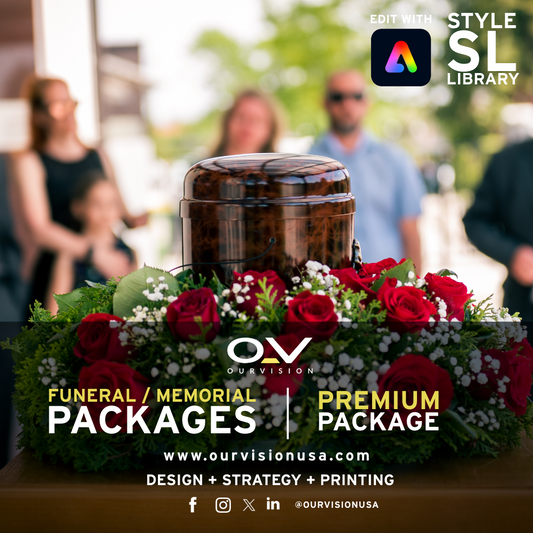 Premium Memorial Package – 200 Programs + Prayer Cards + Slideshow + Obituary Page