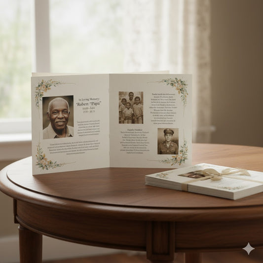 Standard Memorial Package – 150 Programs + 100 Prayer Cards